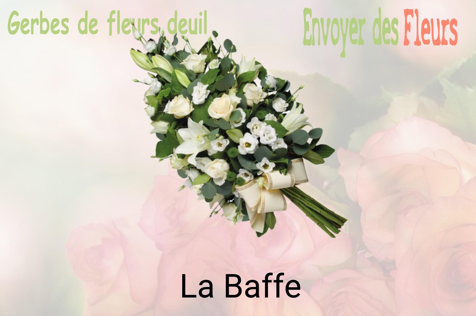 Gerbe de fleurs de deuil livrée à La Baffe